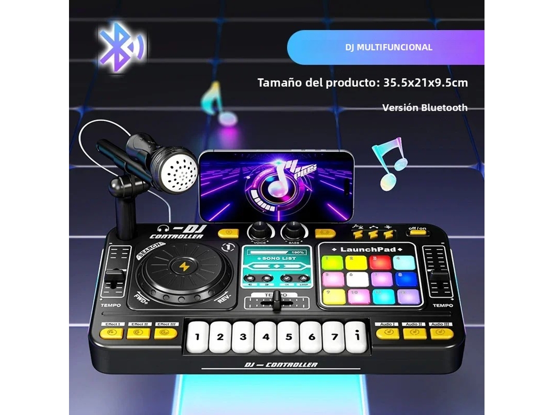 Mezclador de DJ infantil con micrófono y tocadiscos Bluetooth. Mdug (versión Bluetooth).
