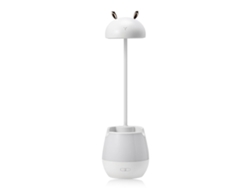 Lámpara de escritorio LED con portalápices recargable, luz de radio ajustable, atenuador continuo, recargable, dormitorio por la noche (blanco)