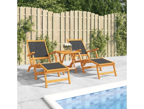 Silla Con Reposapiés VIDAXL Marrón Madera de acacia (141x57.5x92 cm)