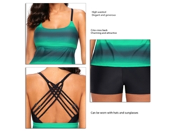 Bikini verde degradado con tirantes cruzados, talla S