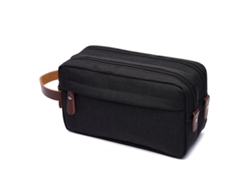 Necessaire Preta Grande Capacidad Impermeable Con Tiradores Texturizados