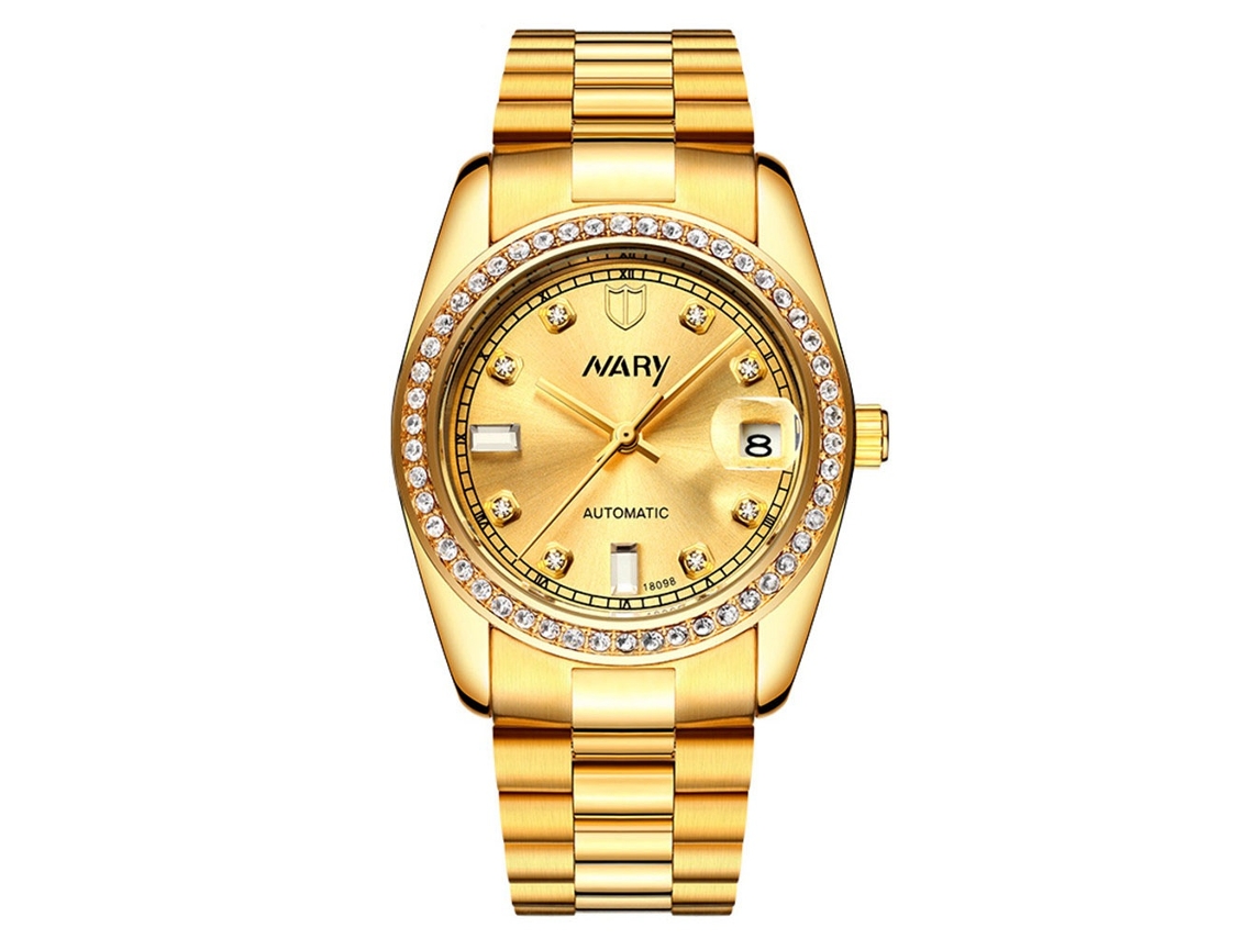 Reloj Hombre Nary 18098 Resistente Al Agua Correa Acero Inoxidable Dial Redondo