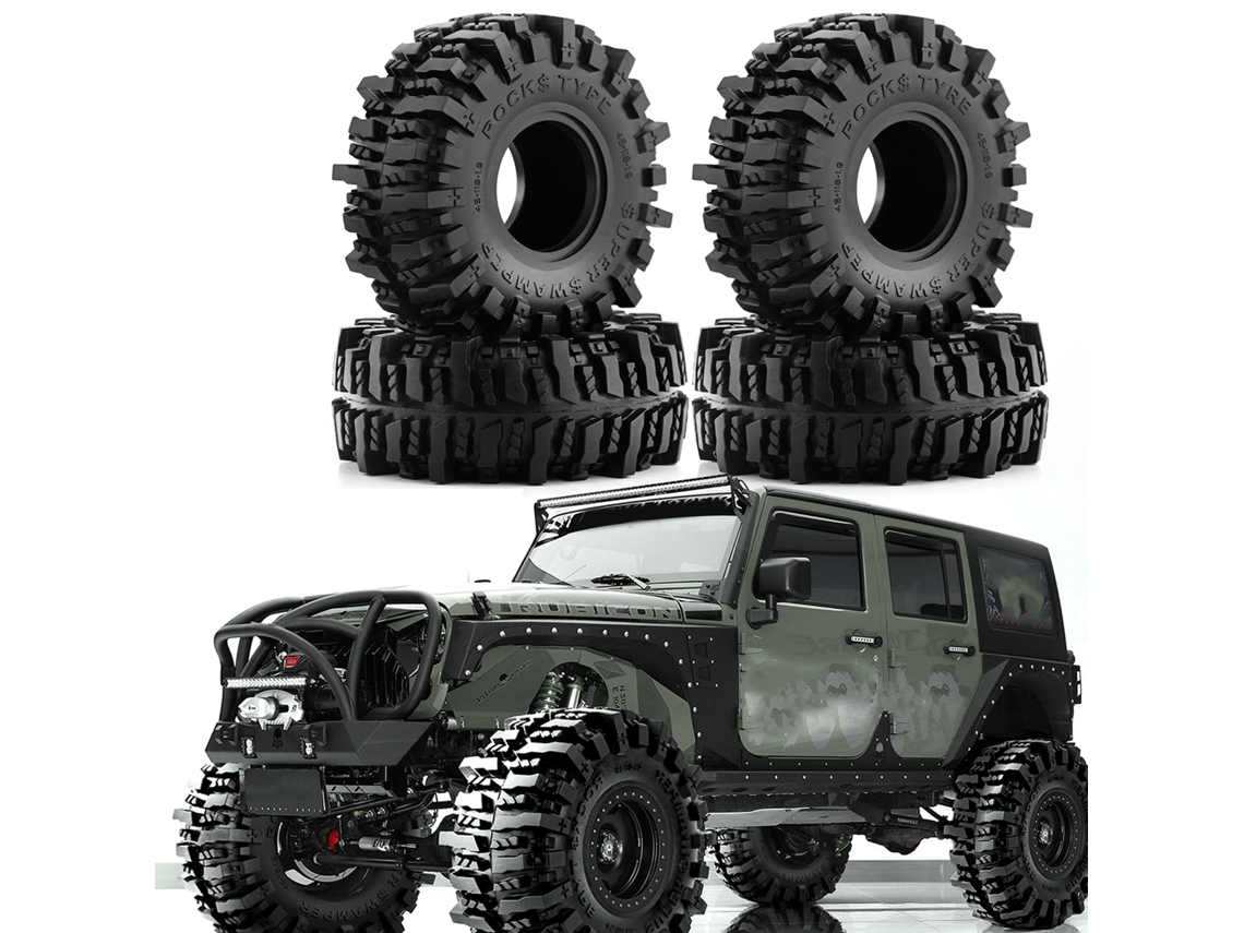 Neumáticos De Goma Para Coche Teledirigido (4 Unidades) Para Scx10 Pro Capra Trx4 Rc4wd D90 Redcat 1/10