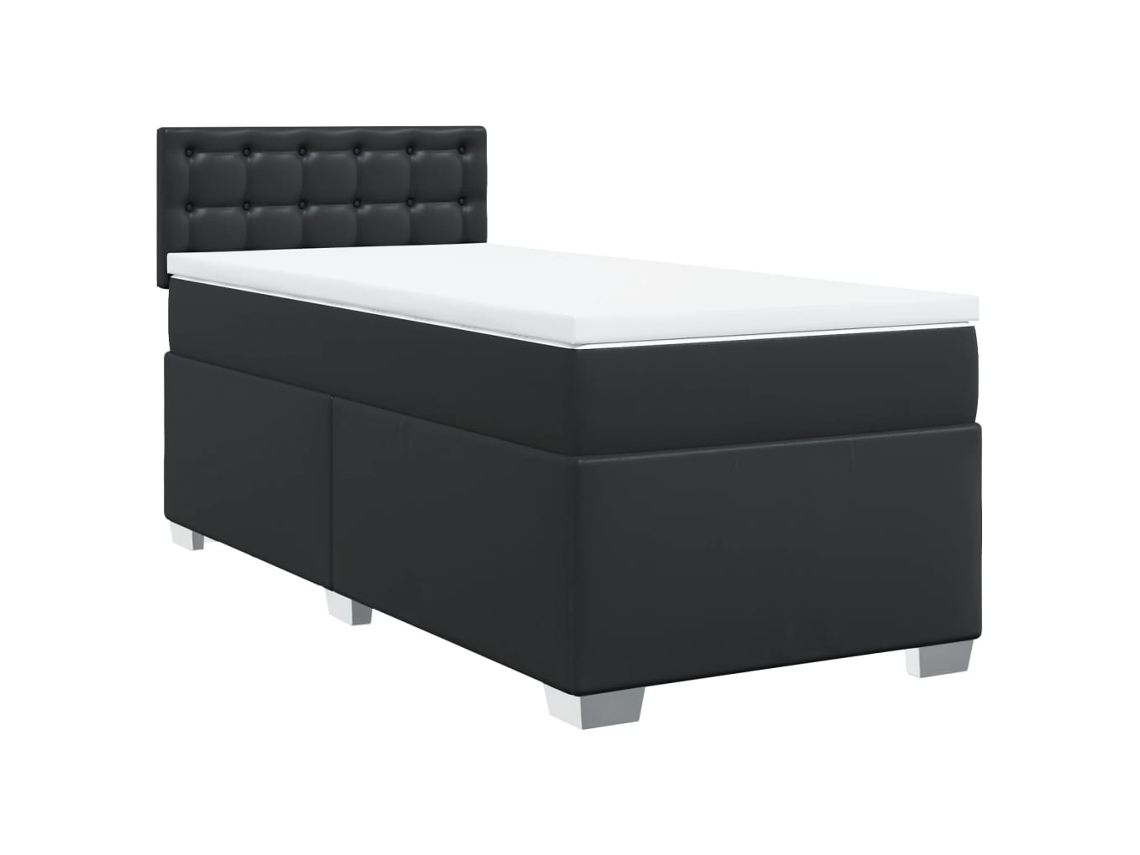 Maison Exclusive - Cama Box Spring Con Colchón Cuero Sintético Negro 100x200 Cm