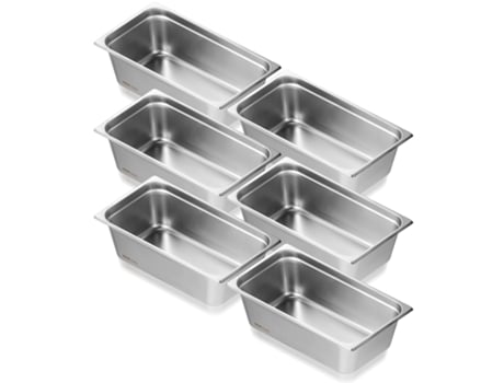 6 Paquetes de Ollas de Hotel de Tamaño Completo Bandeja de Mesa de Vapor de Acero Inoxidable con 6 pulgadas de Profundidad VEVOR