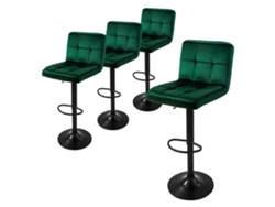 Conjunto de 4X Bancos de Bar em Veludo Verde Cadeira Giratória 360 com Apoio para Os Pés ML-DESIGN