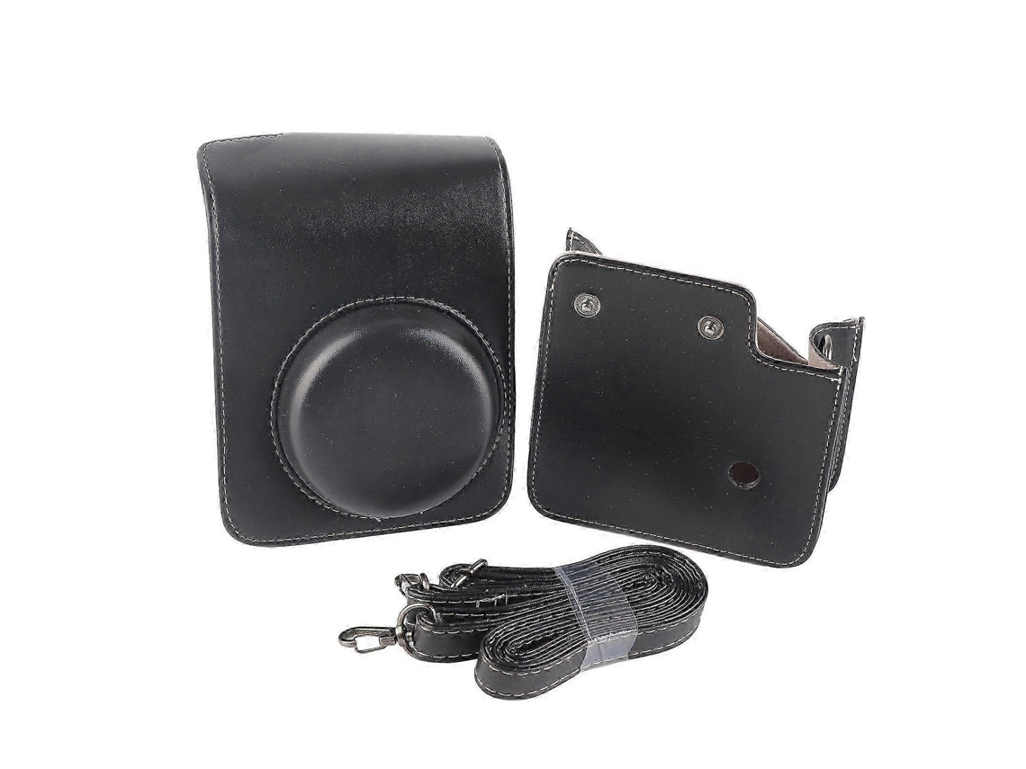 Minibolso para cámara de piel sintética con correa ajustable para el hombro, compatible con cámaras Instax Mini 40. TAISHENGDA (negro)
