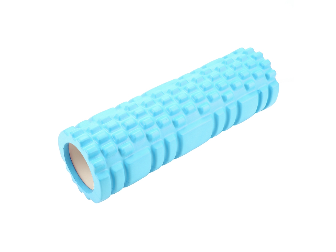 Mini rolo de ioga Oco para exercícios, fitness e massagem, modelo Coluna, em material EVA, azul.