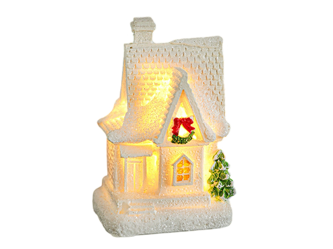 Casa navideña decorativa con luces, escena de resina TRUYUETY