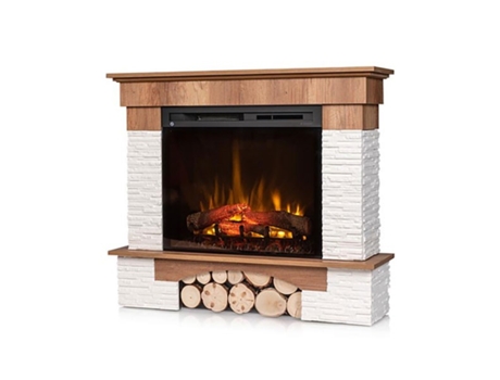 Chimenea eléctrica LED autoportante PORTO 28' Roble claro 114 x 98 x 32 OUTINFIRE