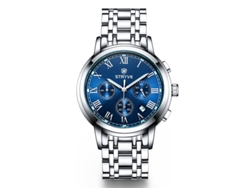 Reloj de negocios MDUG para hombre con seis manecillas y calendario (azul plateado)