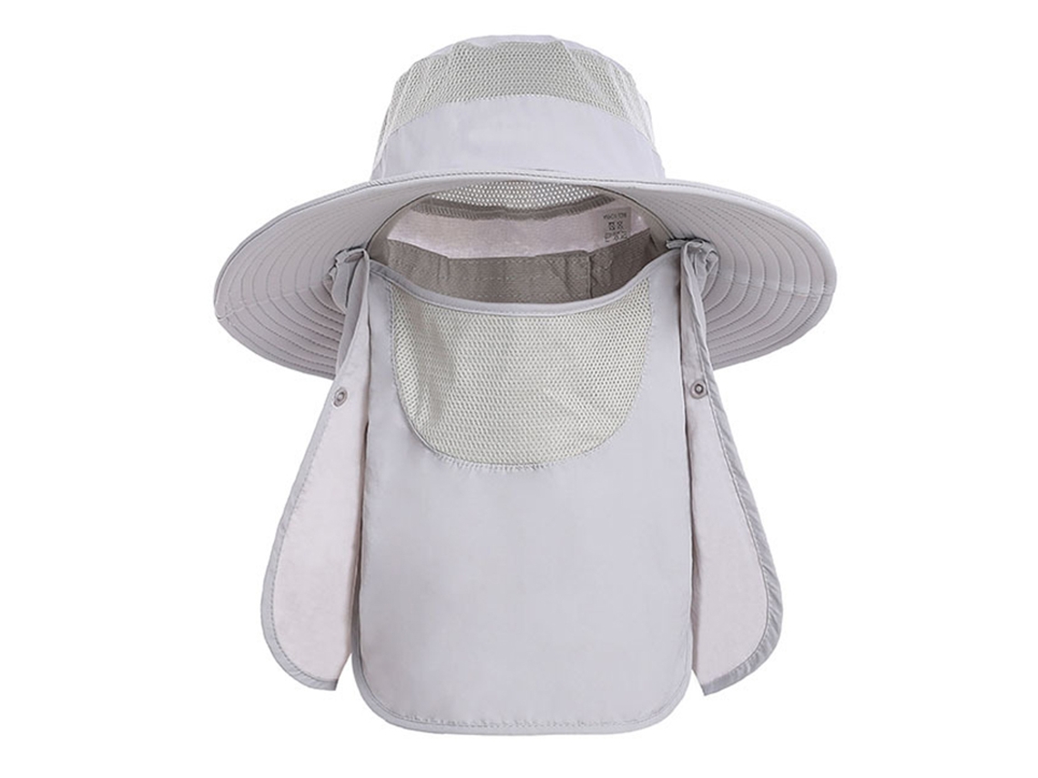 Sombrero De Sol Gris Claro Con Ala Ancha, De Nailon Transpirable Y De Secado Rápido, Con Protección Uv Upf 50+ Y Solapa Extraíble Para Pesca.