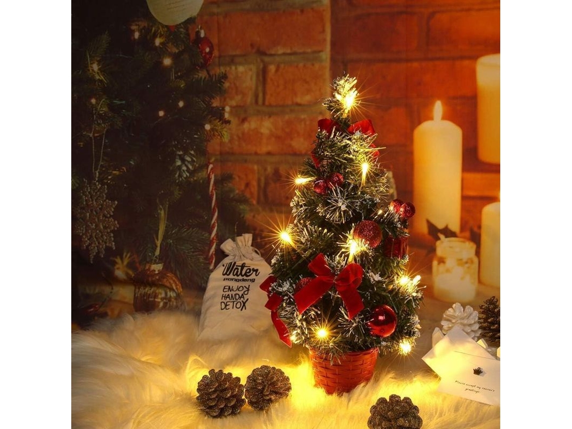 Pequeño Árbol De Navidad Con Luces, Mini Árbol De Navidad Decorado Para Mesa (40 Cm)
