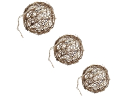 Bolas decorativas de ratán marrón, elegante diseño natural, juego de 3 piezas, accesorios reutilizables, decoración GOKOCO
