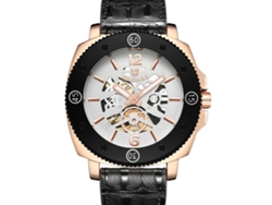 Reloj De Pulsera De Lujo Empresarial Para Hombre Bagari Resistente Al Agua Con Movimiento De Cuarzo (oro Rosa+negro)