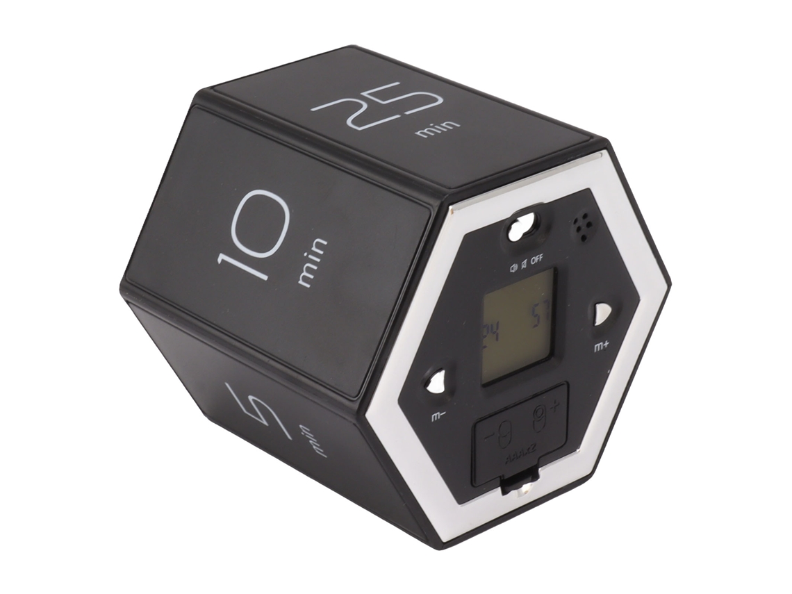 Cronómetro Magnético Hexagonal Plegable Con Pantalla Lcd Y Alarma Silenciosa Para La Gestión Del Tiempo - Negro