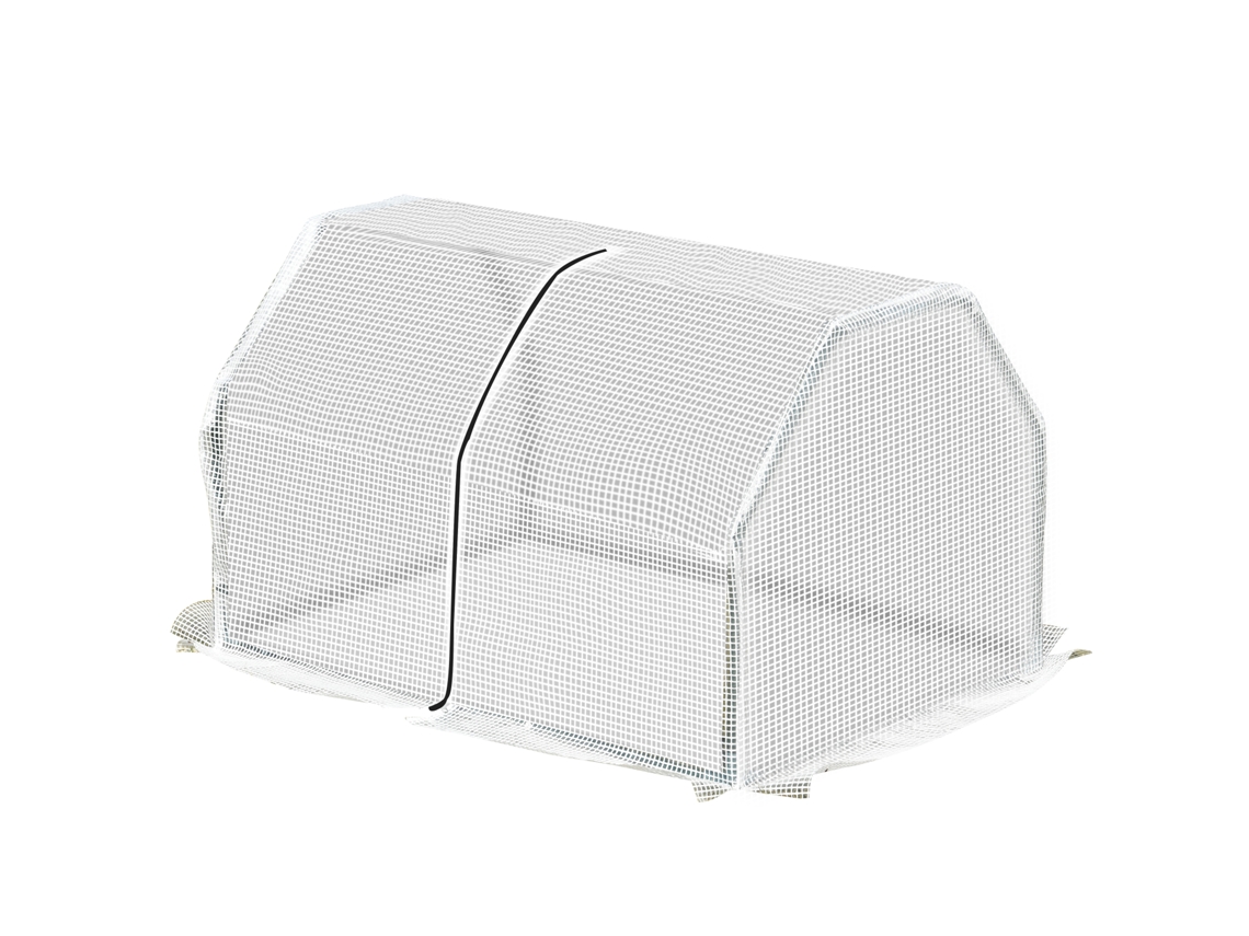 Pequeño Invernadero De 100x70x60cm Con Cremallera, Acero Pe140, Blanco.
