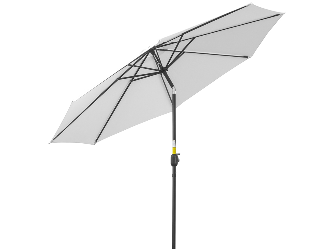 Guarda sol de Jardim Ø295x250 Cm com Manivela, Piscina e Pátio, Branco