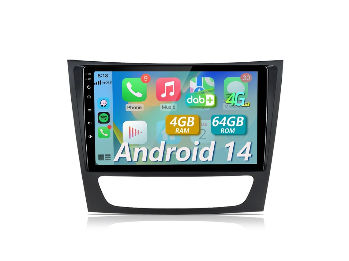 Gps 4g+64g Para Mercedes Benz Classe E W211 W219 Carplay Rádio Automóvel Android14 Dab+ Swc 8 Núcleos