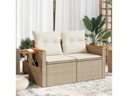 Sofá de jardín de 2 plazas con cojines de mimbre beige, Dkd Home Decor