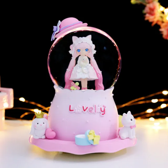 (estilo 32) Caja De Música Con Bola De Cristal Y Luz. Regalo Para El Día De San Valentín.