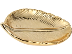 Bandeja Cerámica Dorada Forma Práctico Elegante Soporte Anillos Acabado Refinado Guardar Joyas Decorar
