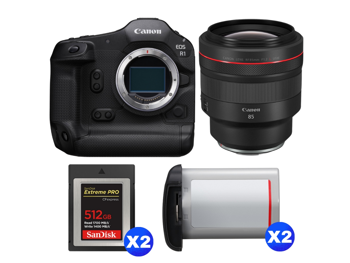 Canon Eos R1 + Rf 85mm F/1.2 L Usm + 2 Sandisk 512gb Extreme Pro Cfexpress Type B + 2 Canon Lp-e19 + Ebook “20 Consejos Para Fotos Que Impactan”