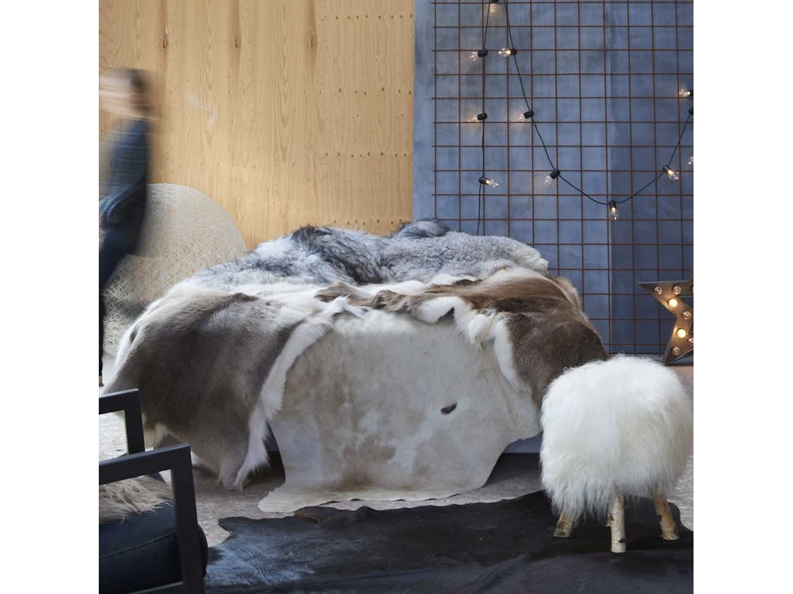 Alfombra De Piel De Vaca Auténtica Marrón Y Blanco 180x220 Cm