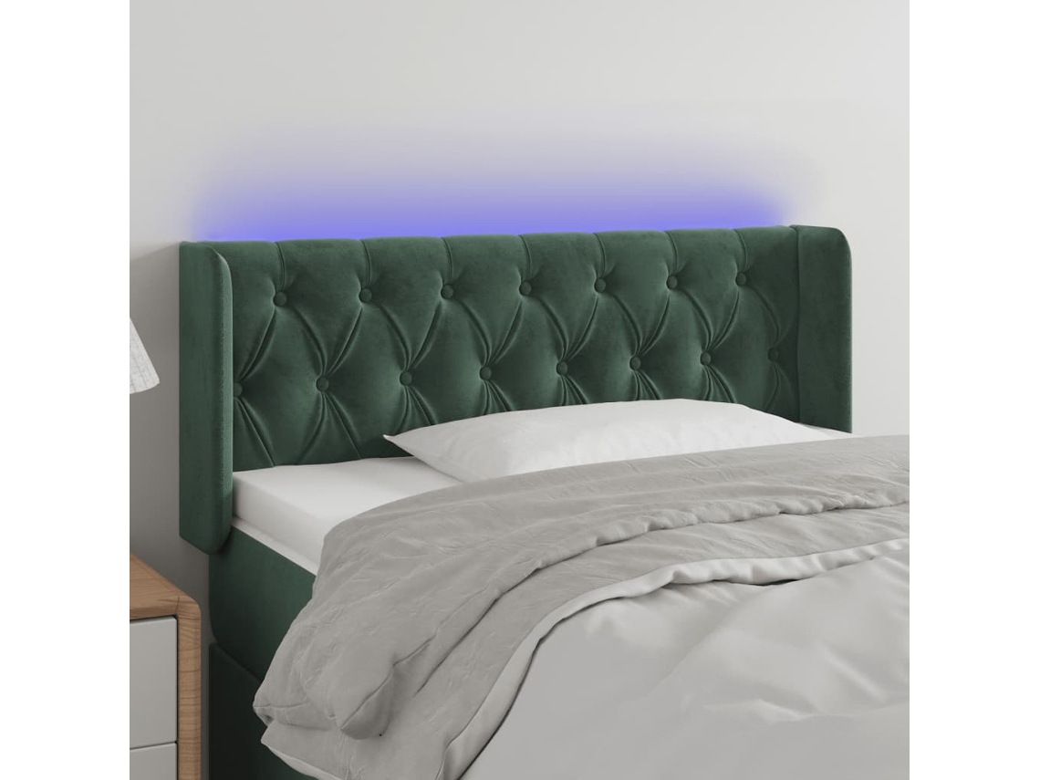 Cabecero Con Led De Terciopelo Verde Oscuro 103x16x78/88 Cm