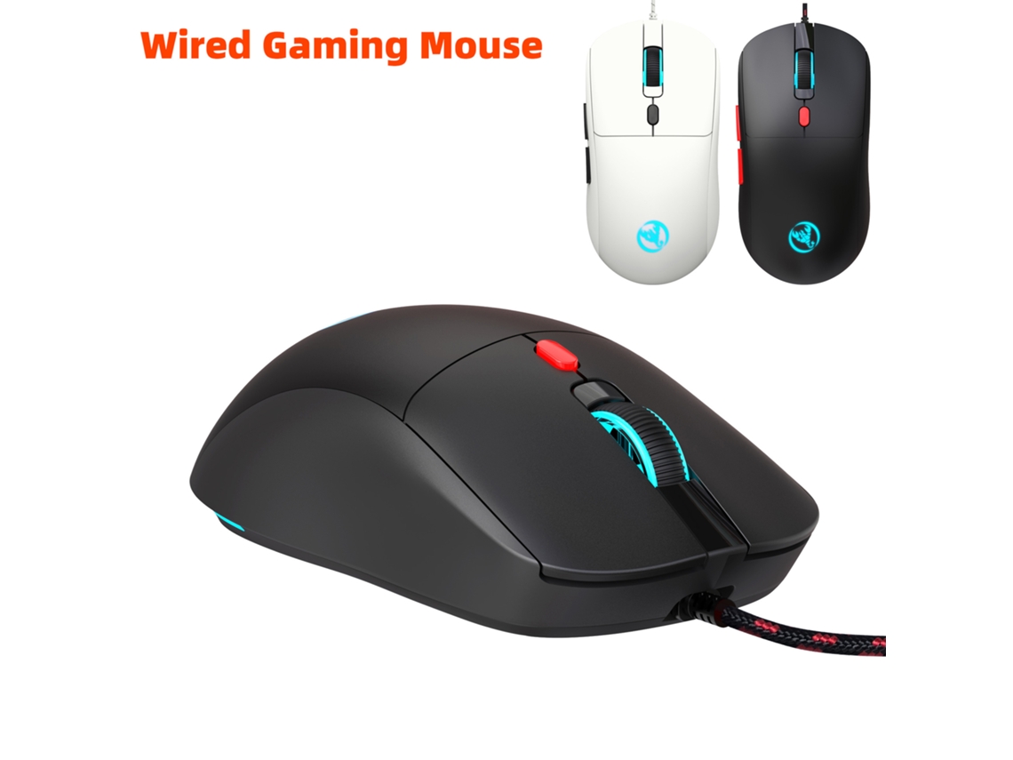 Ratón para juegos con cable Yuysan X200, colorido, luminoso, con 6 botones, cómodo, para deportes electrónicos, 3600 dpi, negro