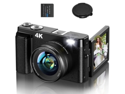 Cámara fotos réflex digital SZSMART DC101L Regalo de cámara 4K UHD 48MP automático 16X ZOOM Pantalla de 3 pulgadas - Negro