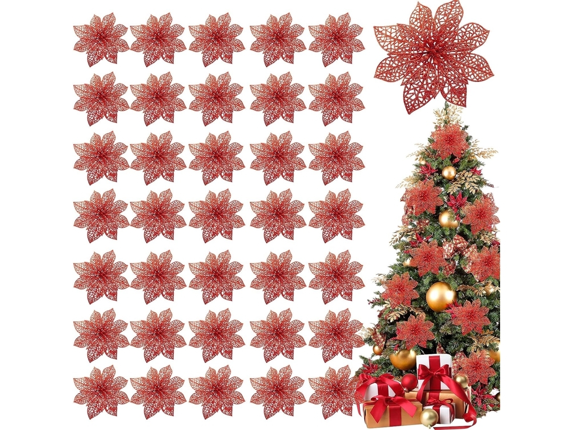 36 adornos navideños de flores, decoraciones de árbol de rayón, ergonómicos, para uso diario STELASPLEN