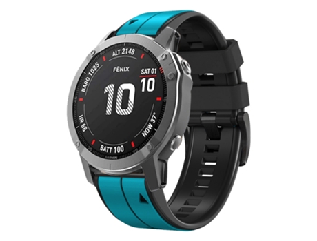 Correa Smartwatch para Garmin Descent G1 22mm Sport Silicona Bicolor (Azul Cielo + Negro)