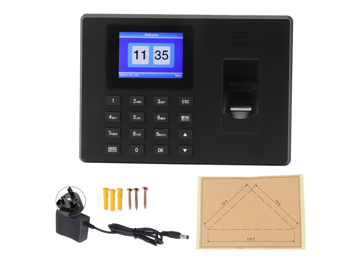 Reloj De Fichaje Biométrico Digital Con Sensor De Huellas Dactilares Para Empleados Y Pequeñas Empresas. Enchufe Británico.