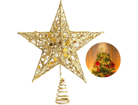 Estrella de adorno para árbol de Navidad de 10 pulgadas, decoración navideña, estrella brillante en la parte superior del árbol para árbol de Navid...