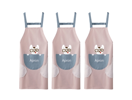 Delantal de 3 piezas para damas, hogar, cocina, impermeable, antiincrustante, delantal de material de PVC para limpiar a mano, correa H rosa