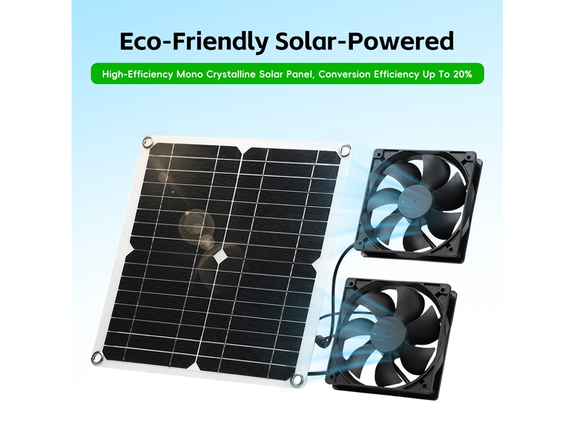 Kit De Ventilador Solar Para Exteriores Con 2 Ventiladores De 12 W Para El Hogar, Caravana, Invernadero, Refugio De Mascotas, Camping, 3000 Rpm.