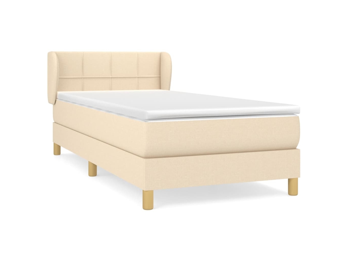 Maison Exclusive - Cama Box Spring Con Colchón Tela Color Crema 90x190 Cm