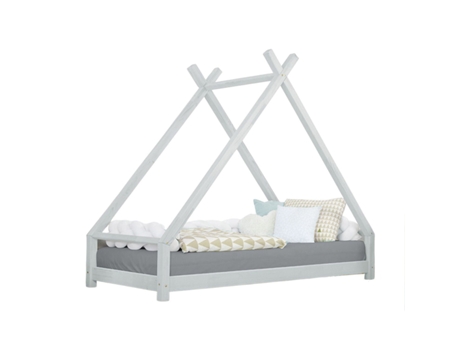 Tipi cama para niños TAHUKA 120 x 200 gris claro BENLEMI