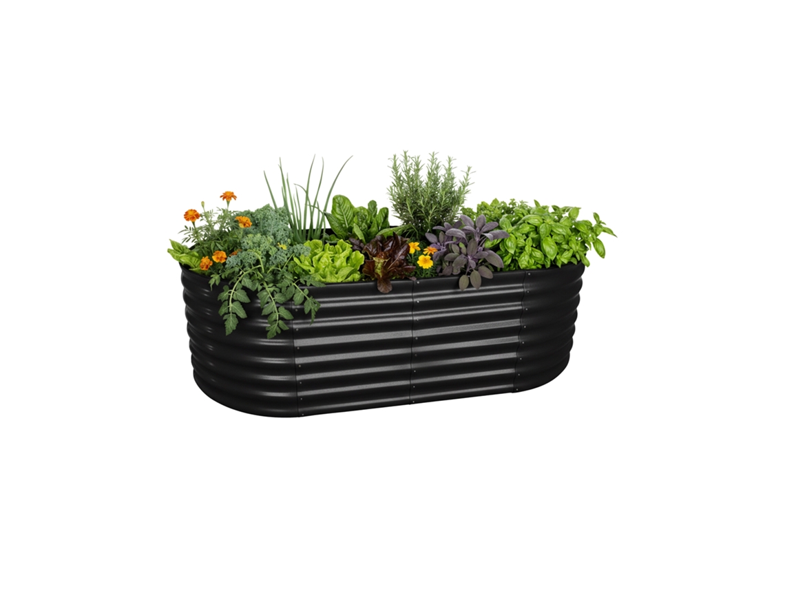 Relaxdays Huerto Elevado De Metal Galvanizado - Flores, Plantas Y Verduras - 60x200x100 Cm - Semicircular - Negro