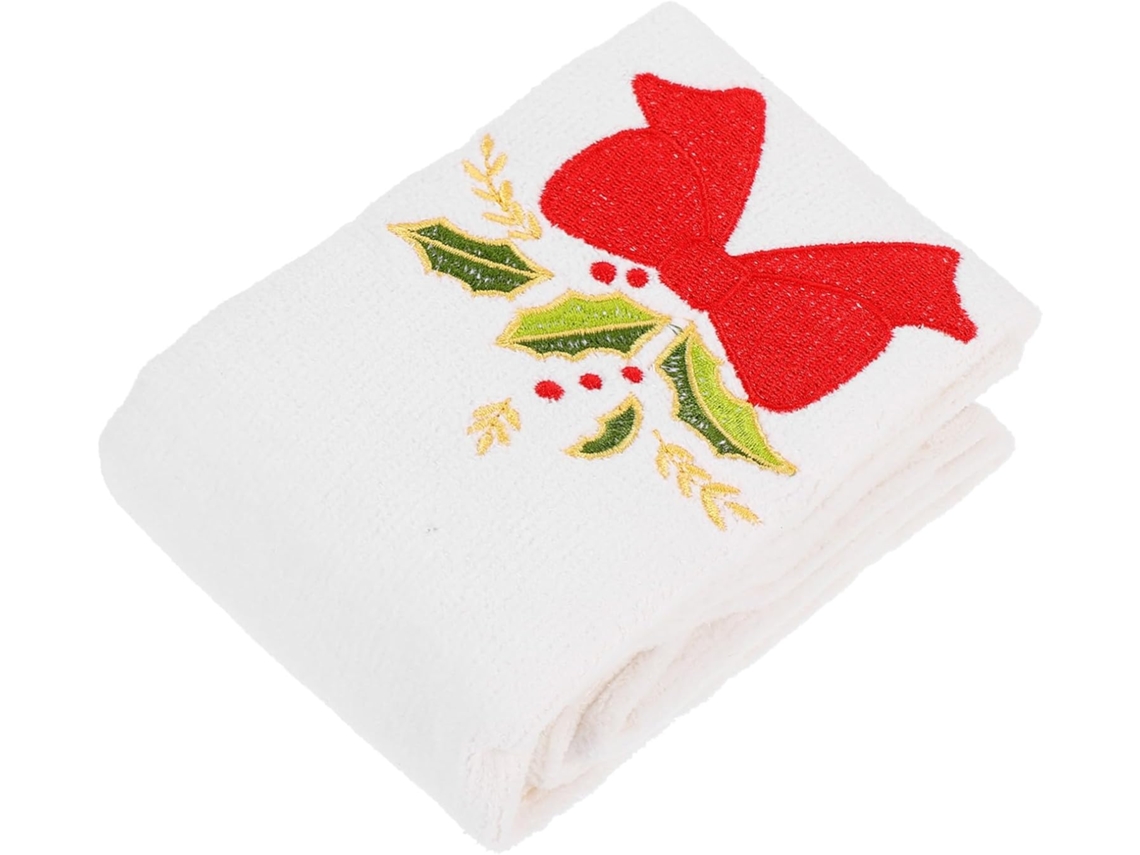 Toalha De Rosto De Algodão Bordada Com Laço, Perfeita Para O Natal. Confortável E Criativa, Para Usar Em Casa Durante