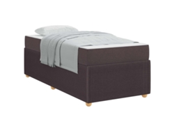 Maison Exclusive - Estructura De Cama Con Colchón Marrón Oscuro 90 X 190 Cm Tela