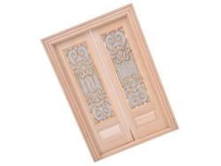 Puerta Doble, Sin Pintar, Móvil, Miniatura A Escala 1:12, Accesorio De Madera Para Casa De Muñecas Diy