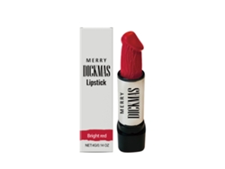 Lápiz labial rojo brillante para una fiesta navideña secreta.