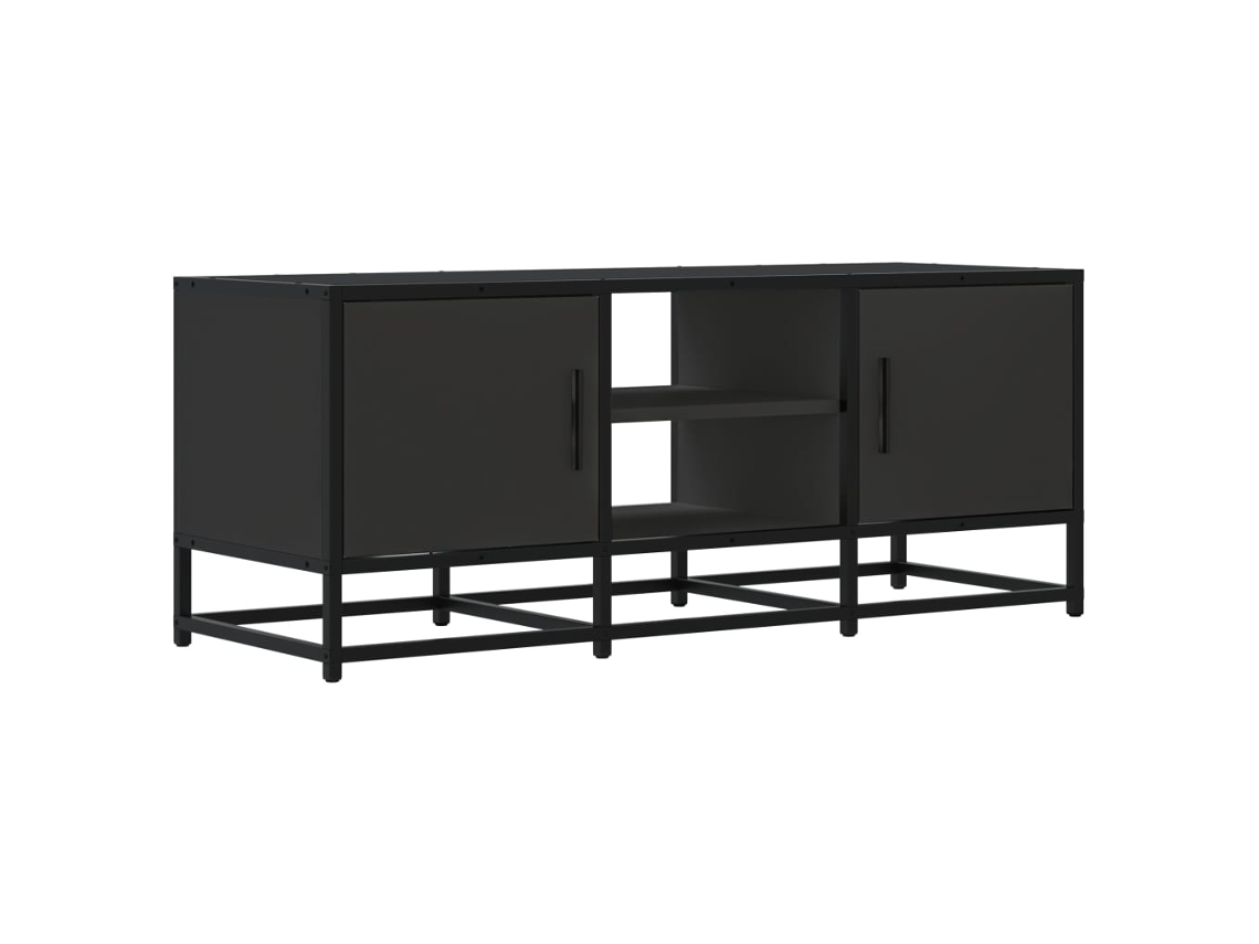 Maison Exclusive - Mueble De Tv Madera De Ingeniería Y Metal Negro 100x35x41 Cm