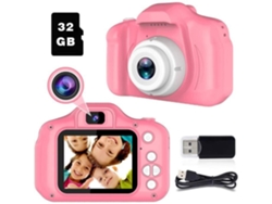 Máquina Fotográfica Infantil com Cartão Tf de 32 Gb Tela Hd de 2,0 Polegadas 8 Mp/1080P Capa de Silicone À Prova de Choque Rosa GERTIZ