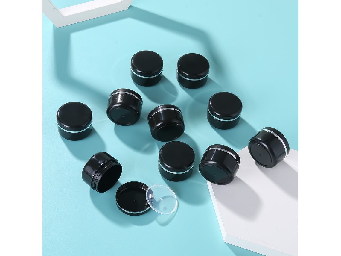 (negro) 10 Jarrones Redondos De 20 Ml Con Tapas De Rosca