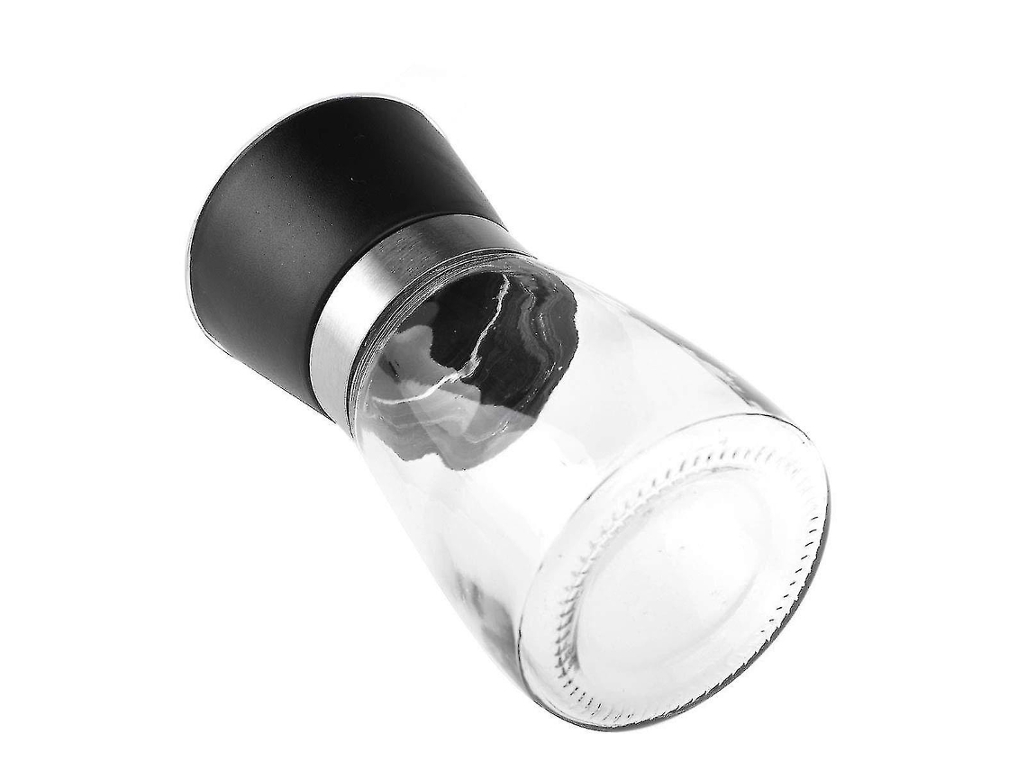 1 Pieza Molinillo De Sal Y Pimienta Recargable Con Cuchillas De Cerámica Ajustable, Base De Vidrio Grueso, Negro Niuniu