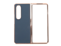 Capa Protetora De Couro Real Para Samsung Galaxy Z Fold 4 Anti-arranhões Azul Nano Plating