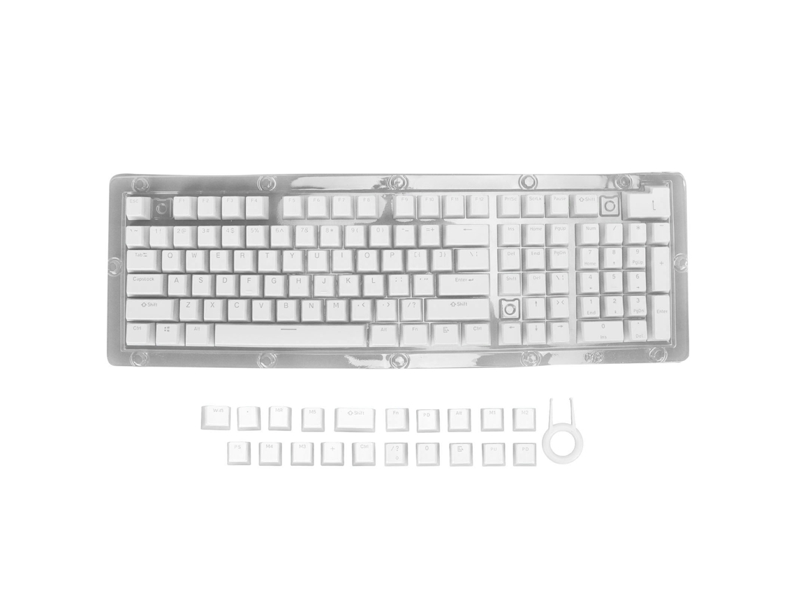 Teclas de teclado, 130 piezas, altura OEM, inyección de pudding PBT, bicolor, blanco translúcido